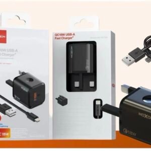 moxom™ hc168 18w turbo charger kit – with free fast cable (qc 3.0)