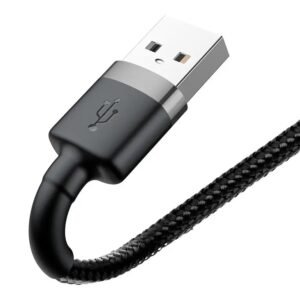 baseus cafule 2 meter durable nylon braided usb to lightning cable – black (official 1 year warranty)